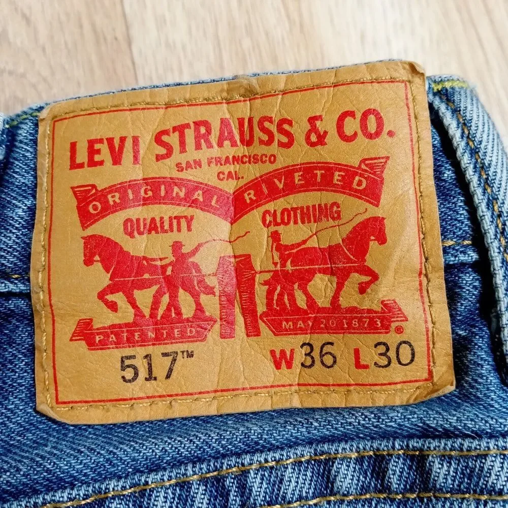 Levis 517 Jeans Mnes 36x30 Bootcut Distressed Cotton‎ Denim Medium Wash